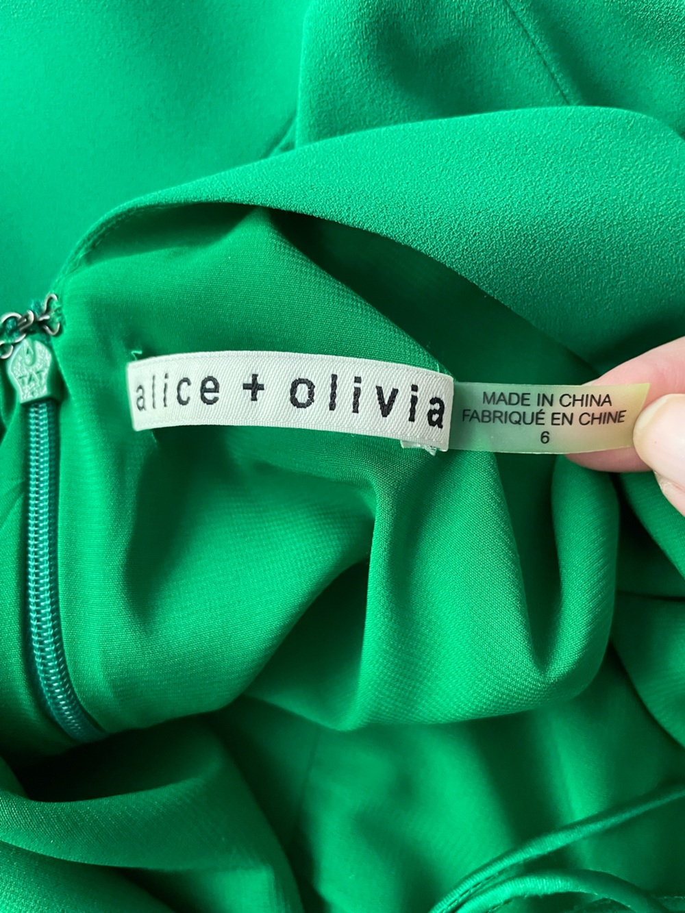 Alice + Olivia “Palmira” Green Tiered Ruffle Mini Dress, size 6 - Picture 9 of 11